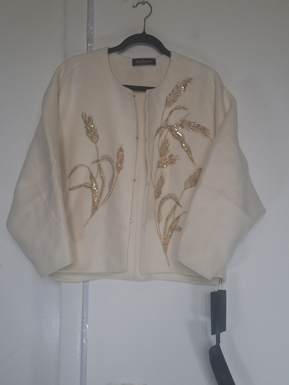 Saks Fifth Avenue Cream Sequin Embellished Jacket